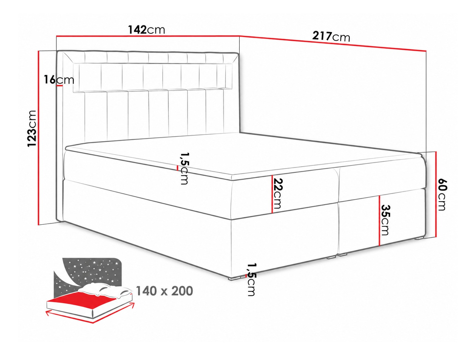 Boxspring postelja Pomum (Soft 033)