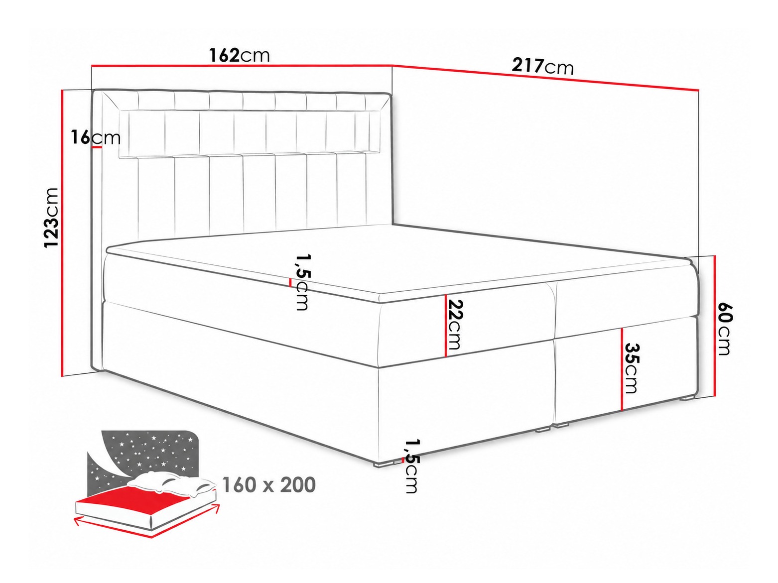 Boxspring postelja Pomum (Velutto 11)