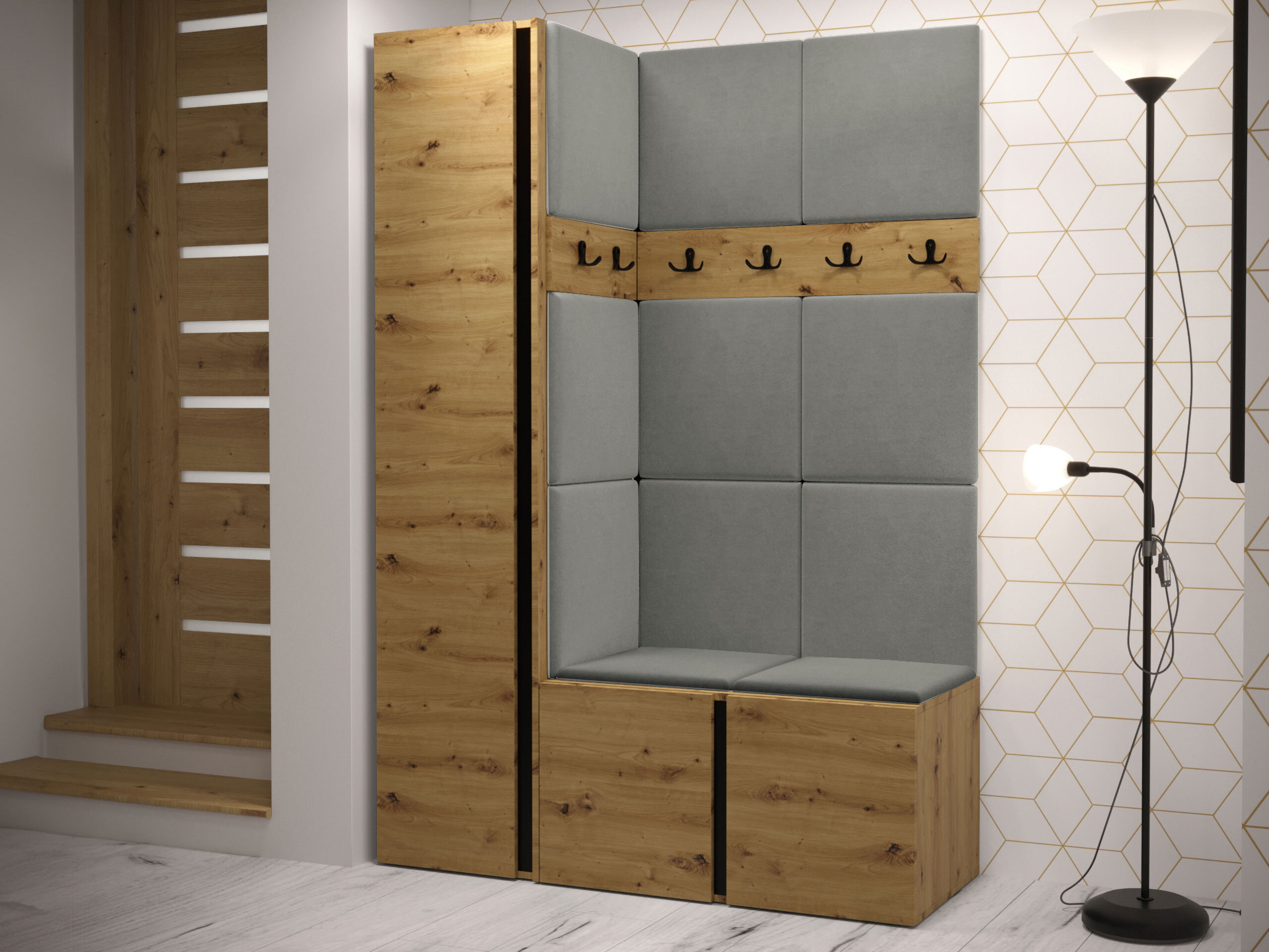 Komplet za predsobo Pinis IX (Artisan hrast)