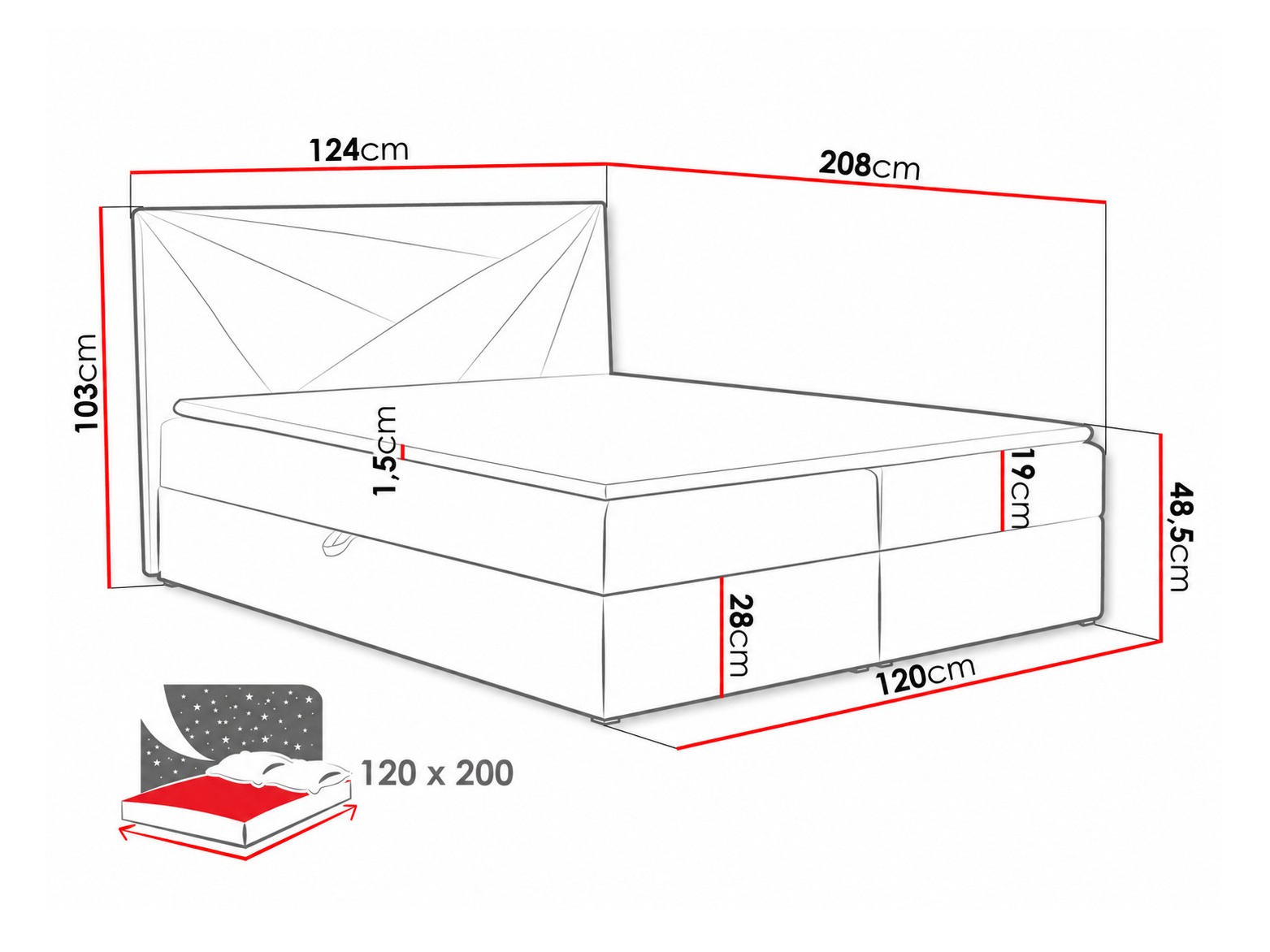 Boxspring postelja Pons II (Kronos 02)