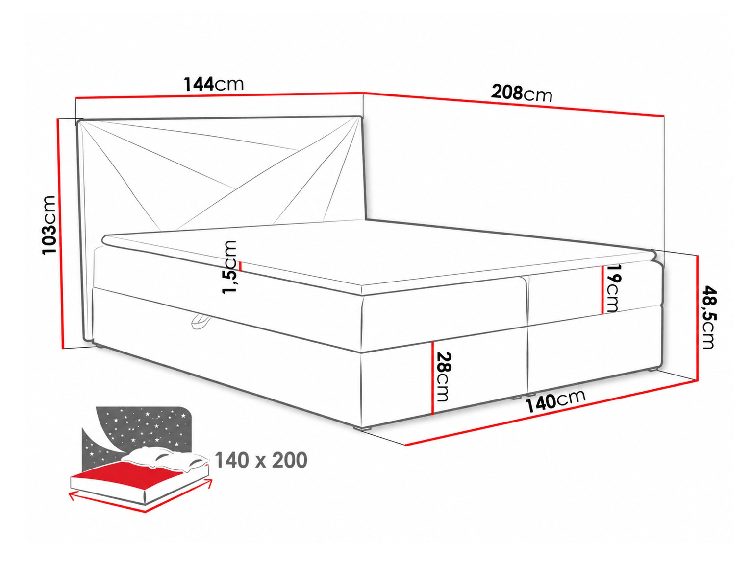 Boxspring postelja Pons II (Kronos 02)