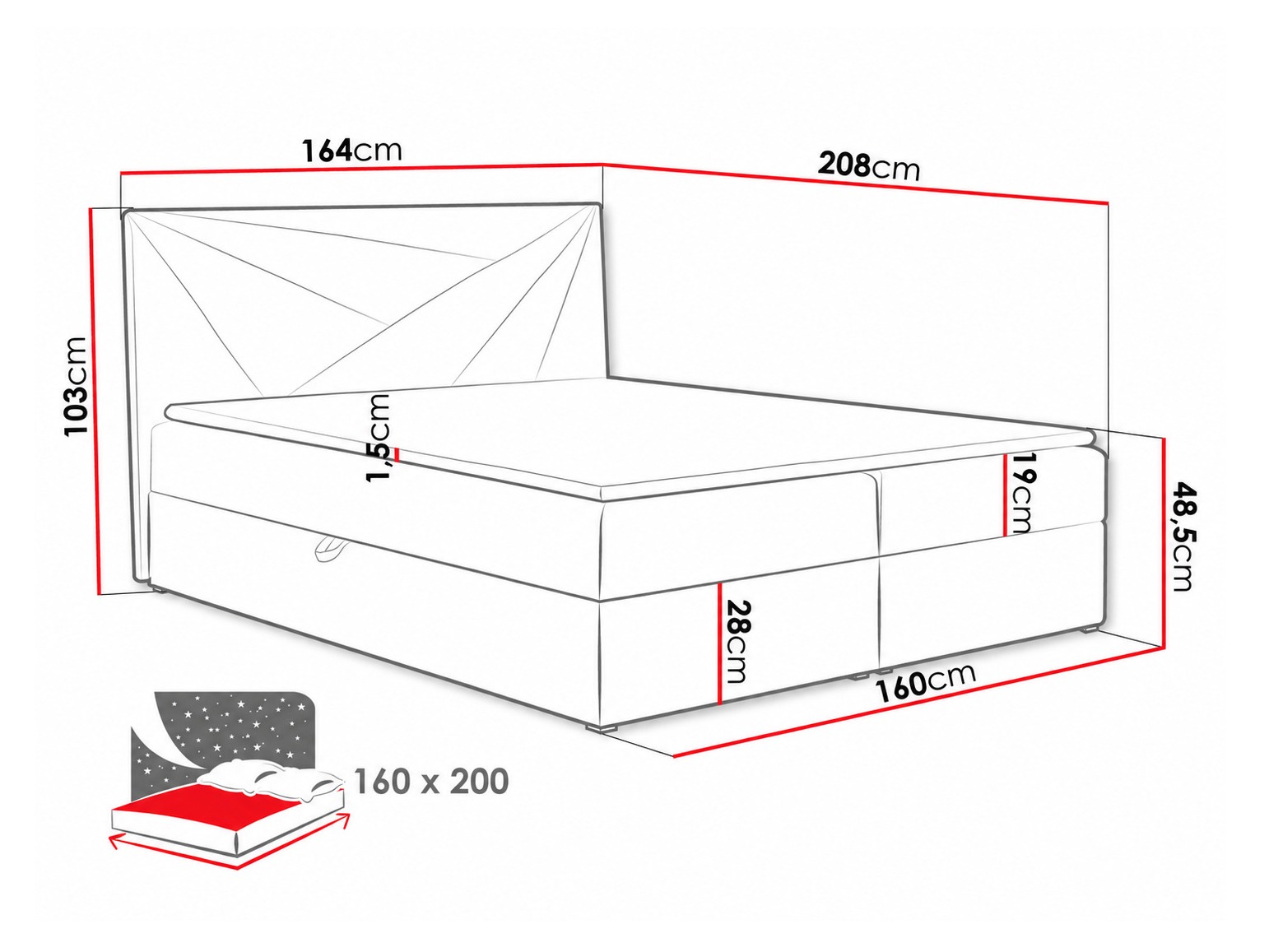 Boxspring postelja Pons II (Kronos 02)