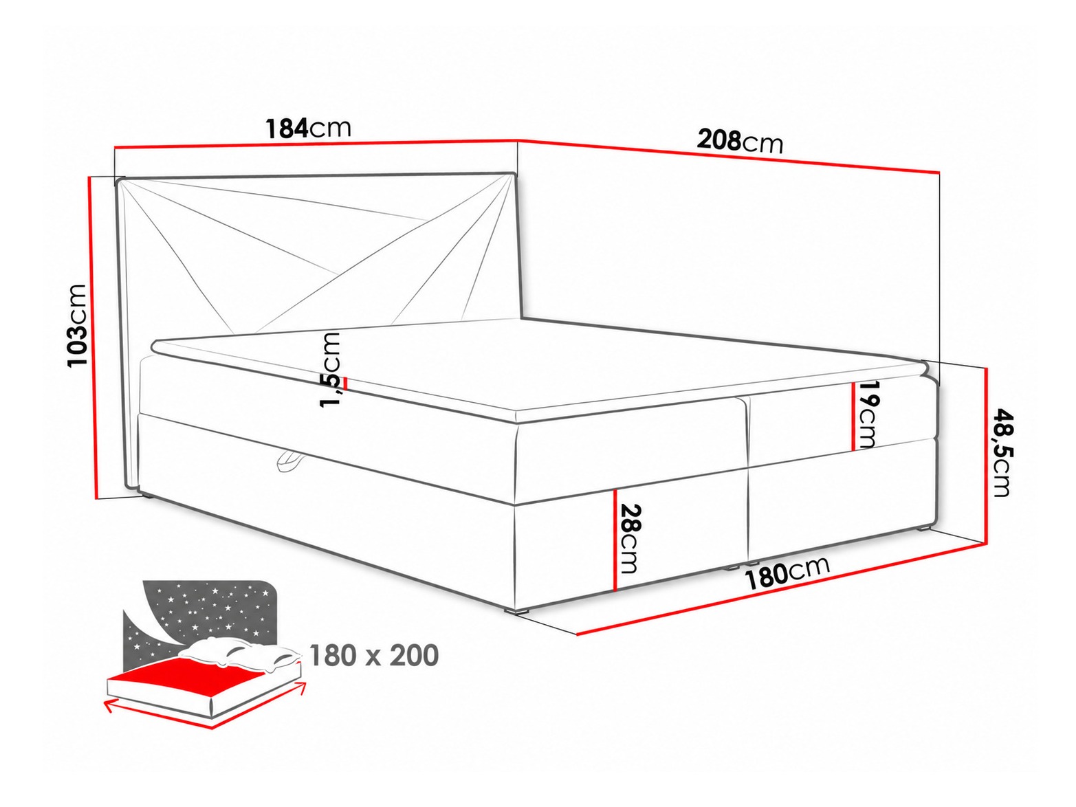 Boxspring postelja Pons II (Kronos 02)