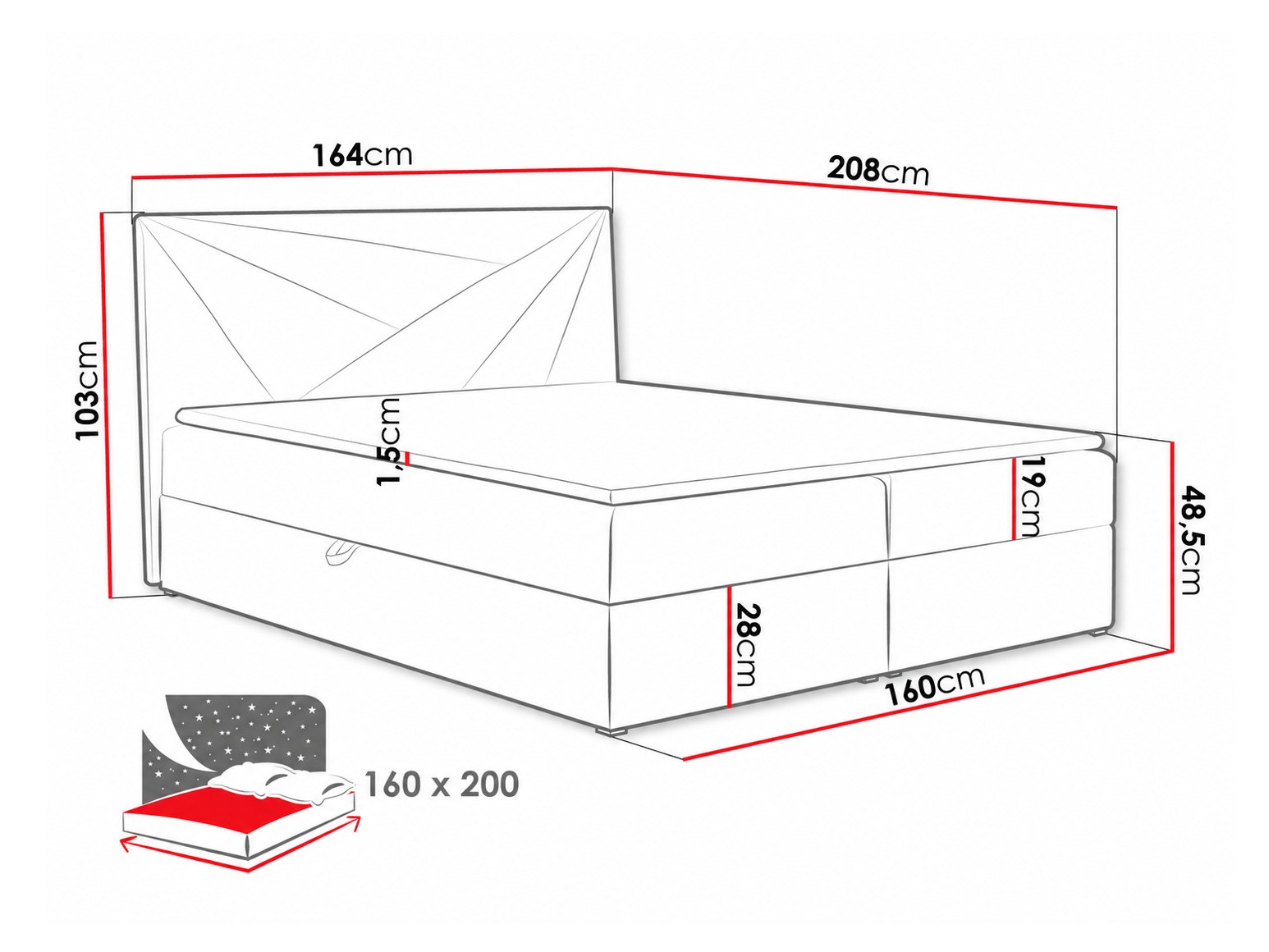 Boxspring postelja Pons II (Kronos 09)