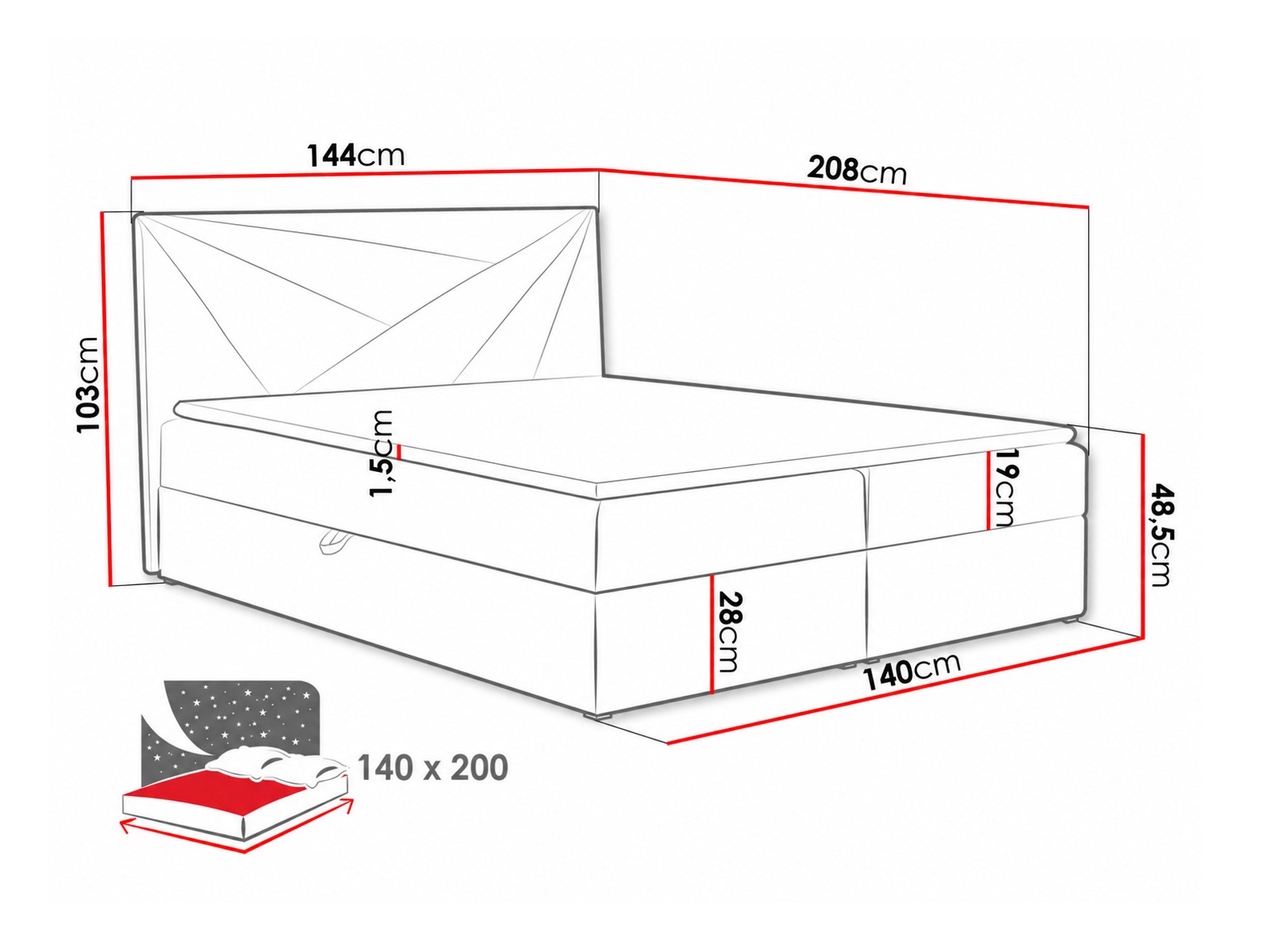 Boxspring postelja Pons II (Kronos 15)