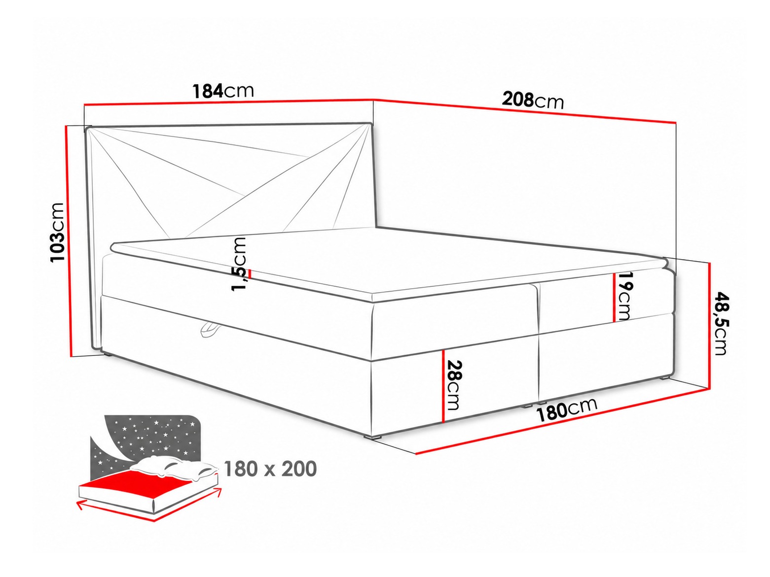 Boxspring postelja Pons II (Kronos 15)