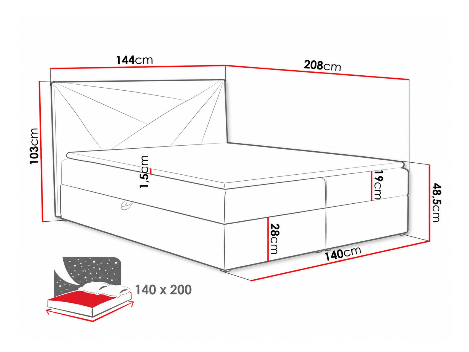 Boxspring postelja Pons II (Kronos 27)
