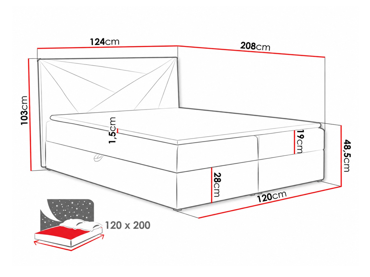 Boxspring postelja Pons II (Kronos 34)
