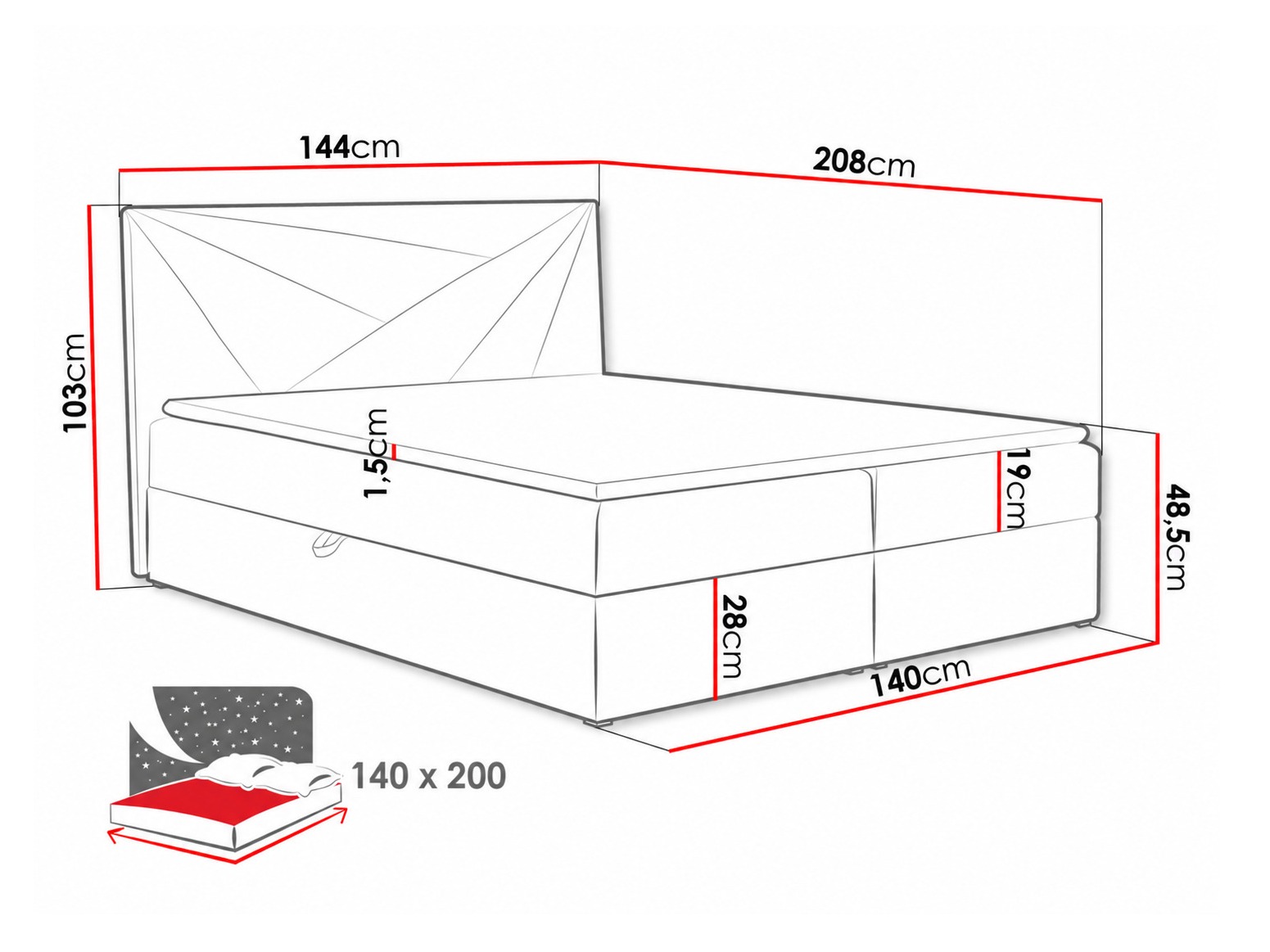 Boxspring postelja Pons II (Paros 2)