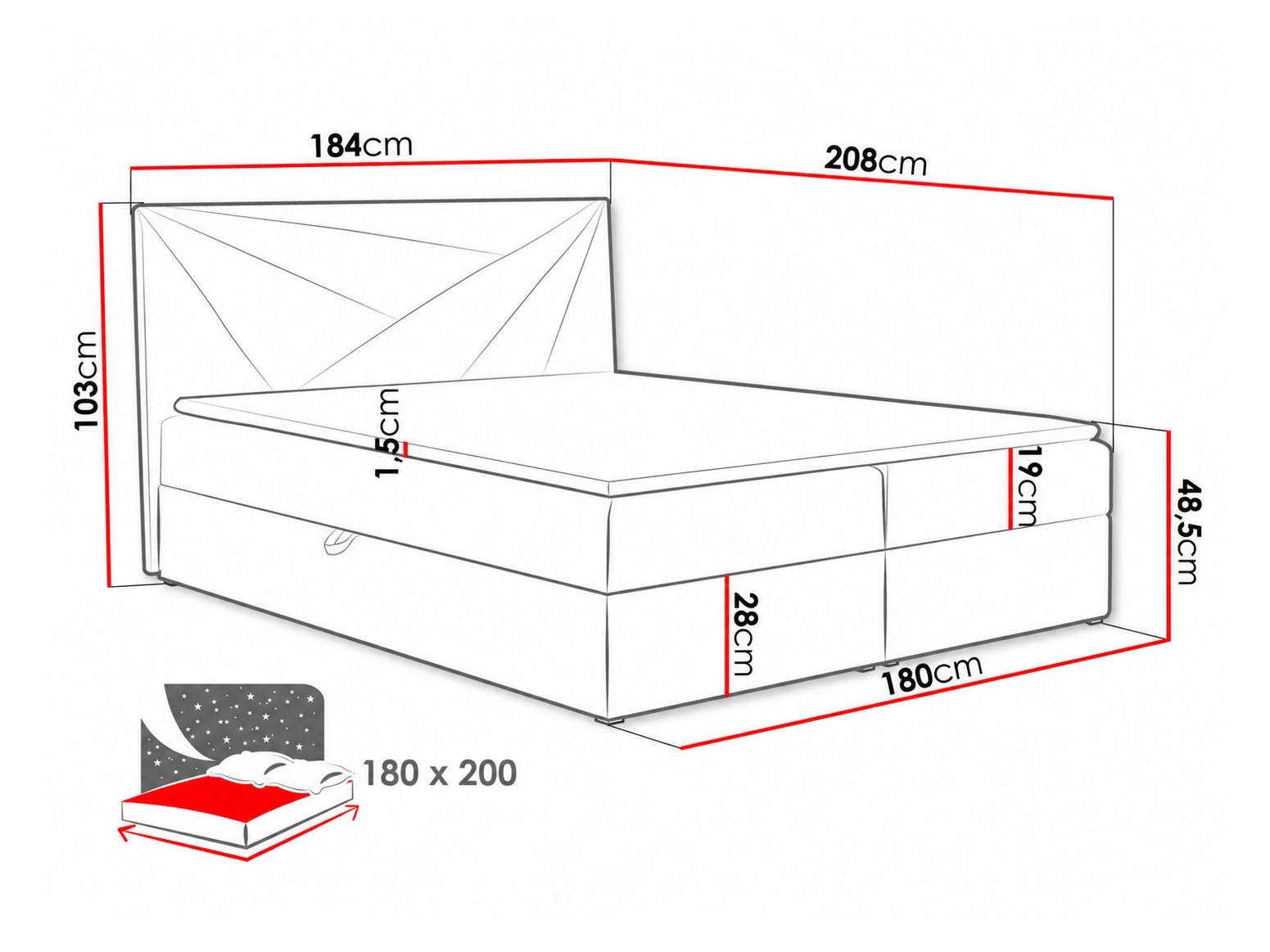 Boxspring postelja Pons II (Paros 2)