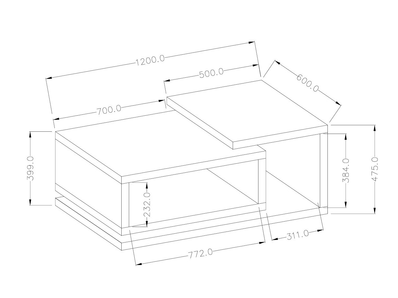 Klubska mizica Lutiva 104 (Bela + Beton)