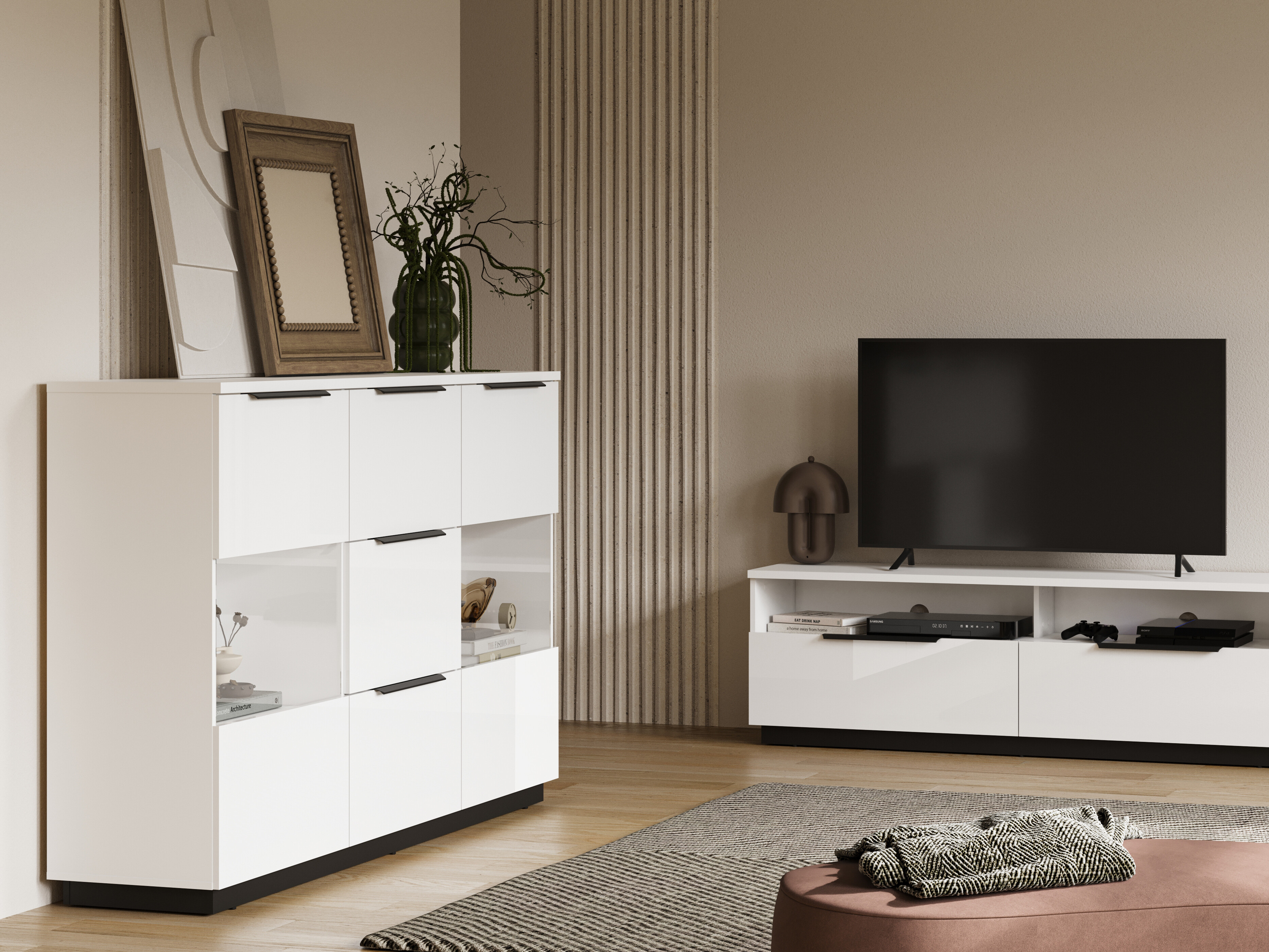 Komoda Talevaro 105 (Bela + Sijaj bela)