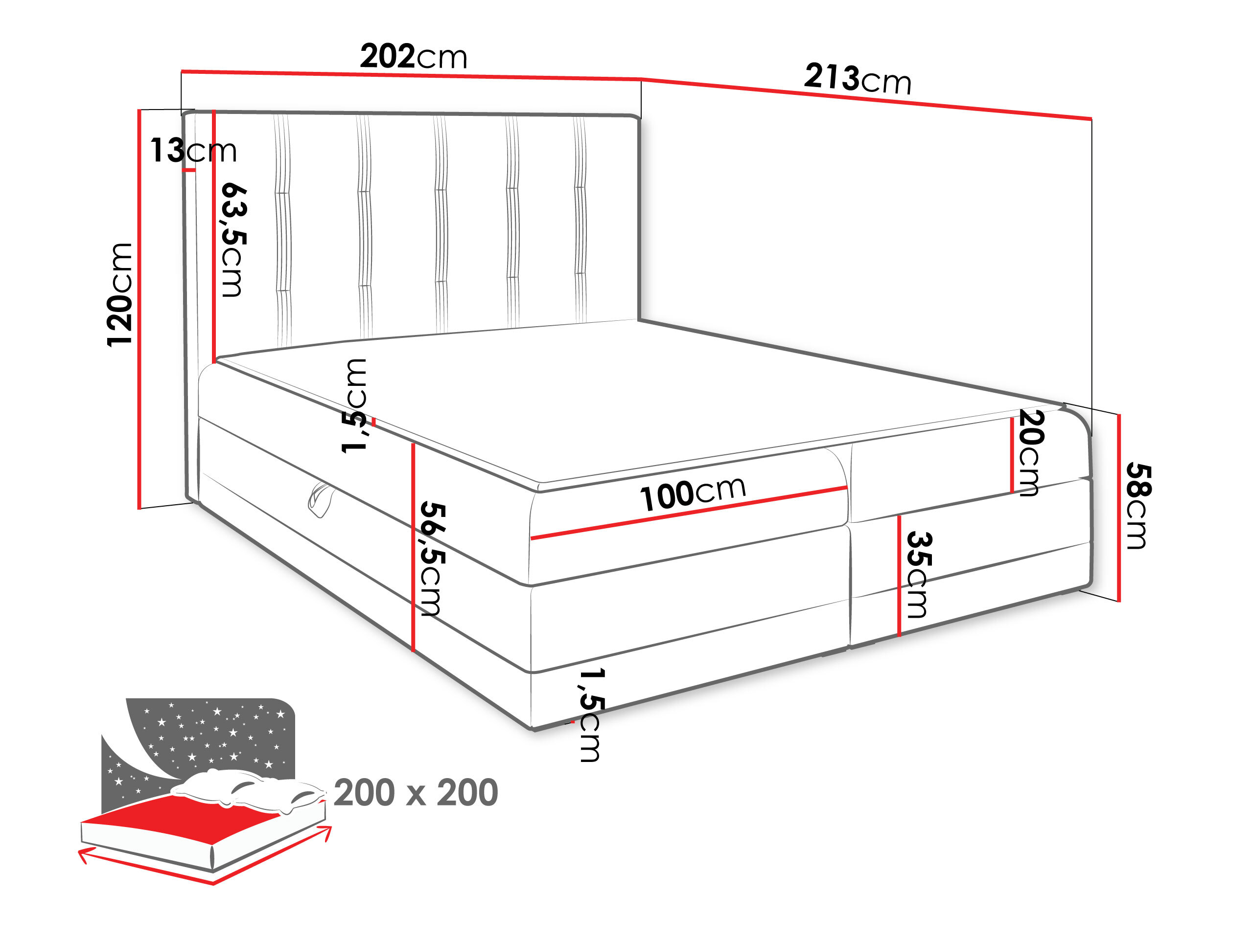 Boxspring postelja Villa (Kameleon 9 + Kameleon 29)