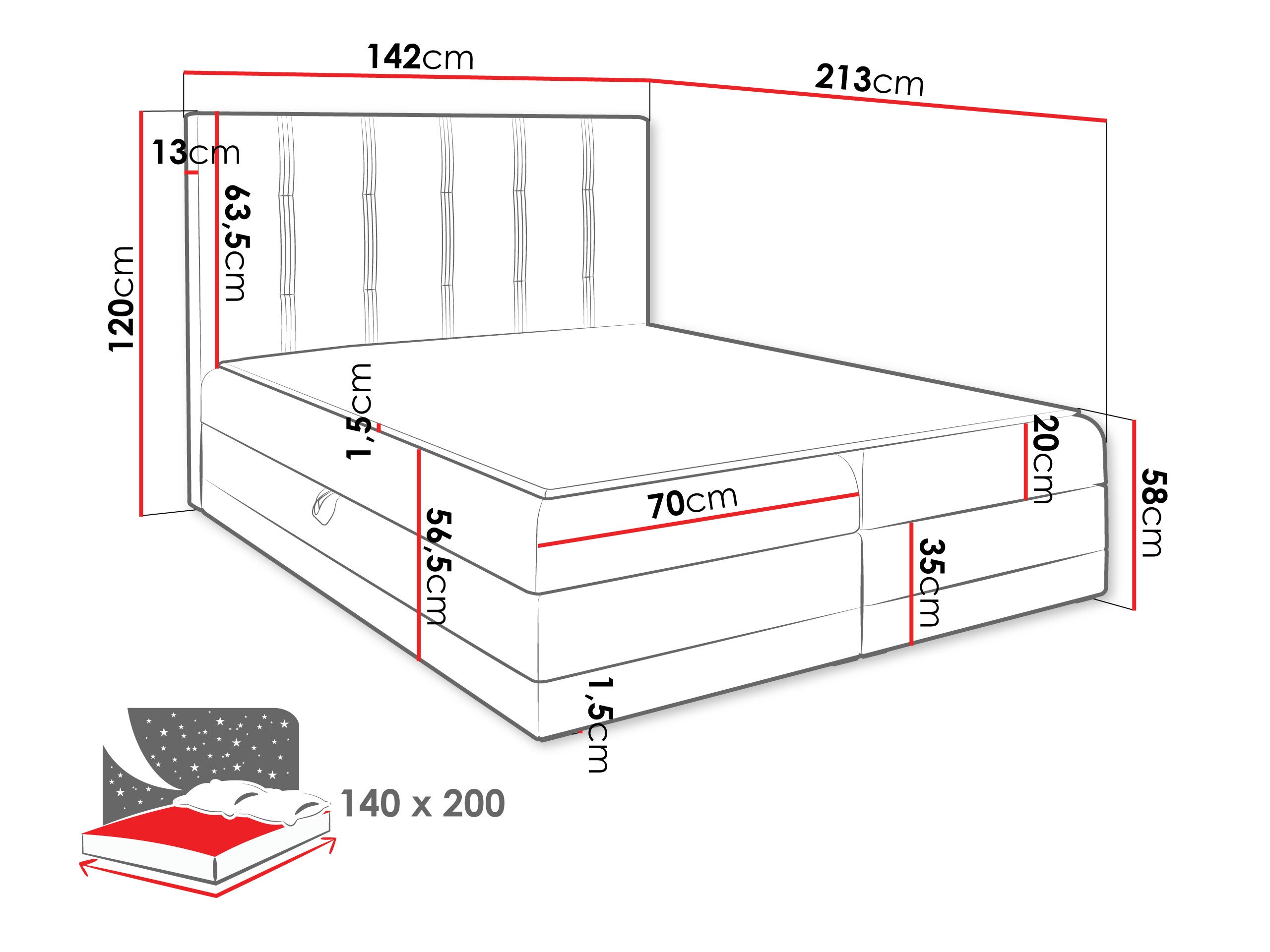 Boxspring postelja Villa (Kameleon 92 + Kameleon 84)