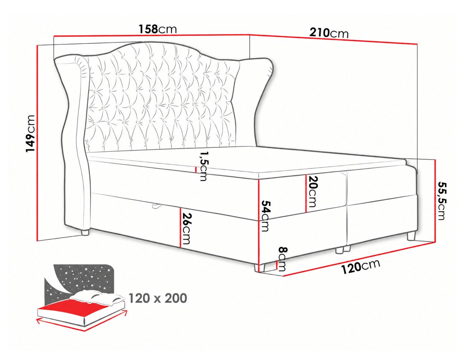Boxspring postelja Poeta (Kronos 22)