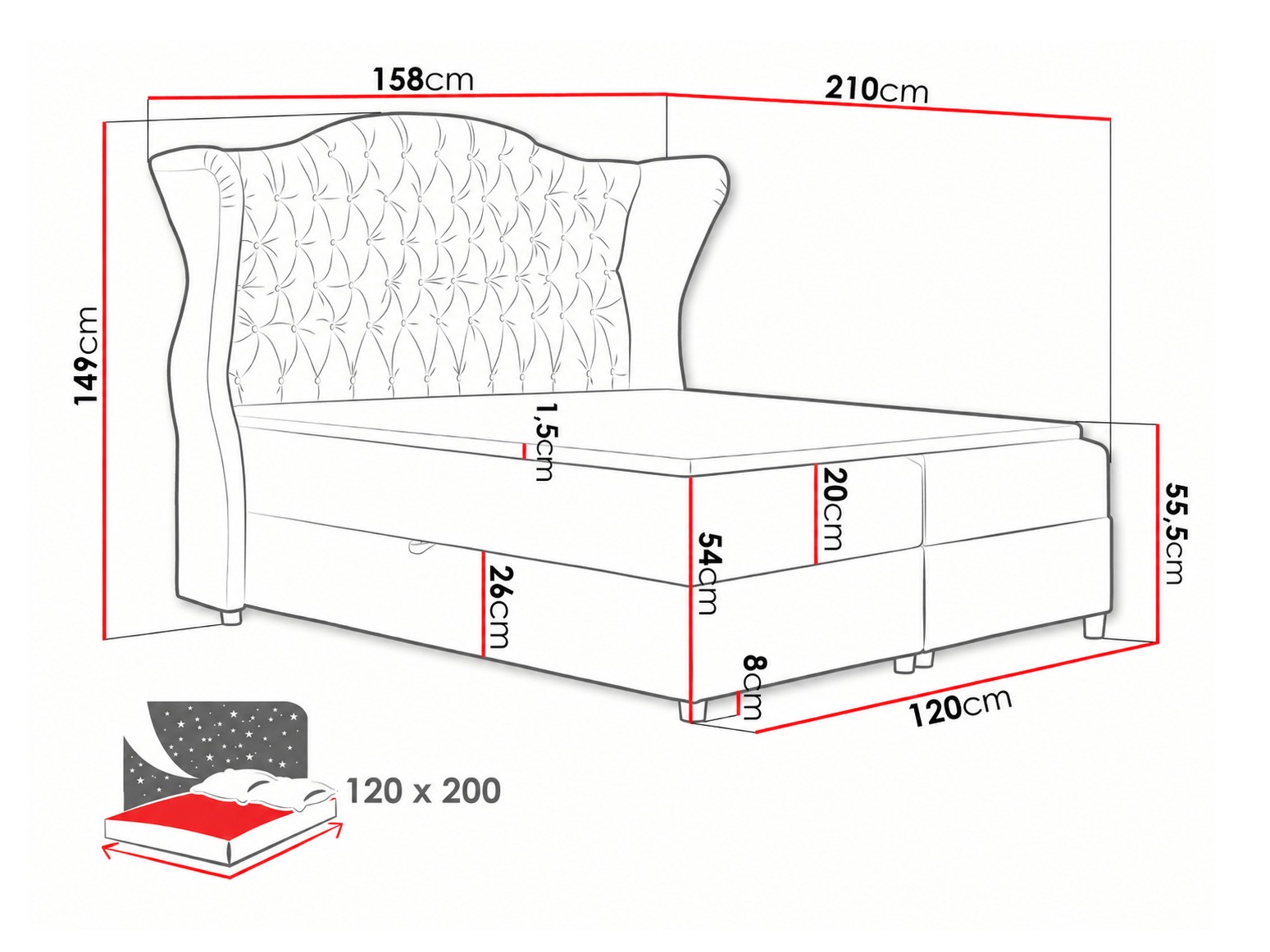 Boxspring postelja Poeta (Kronos 29)