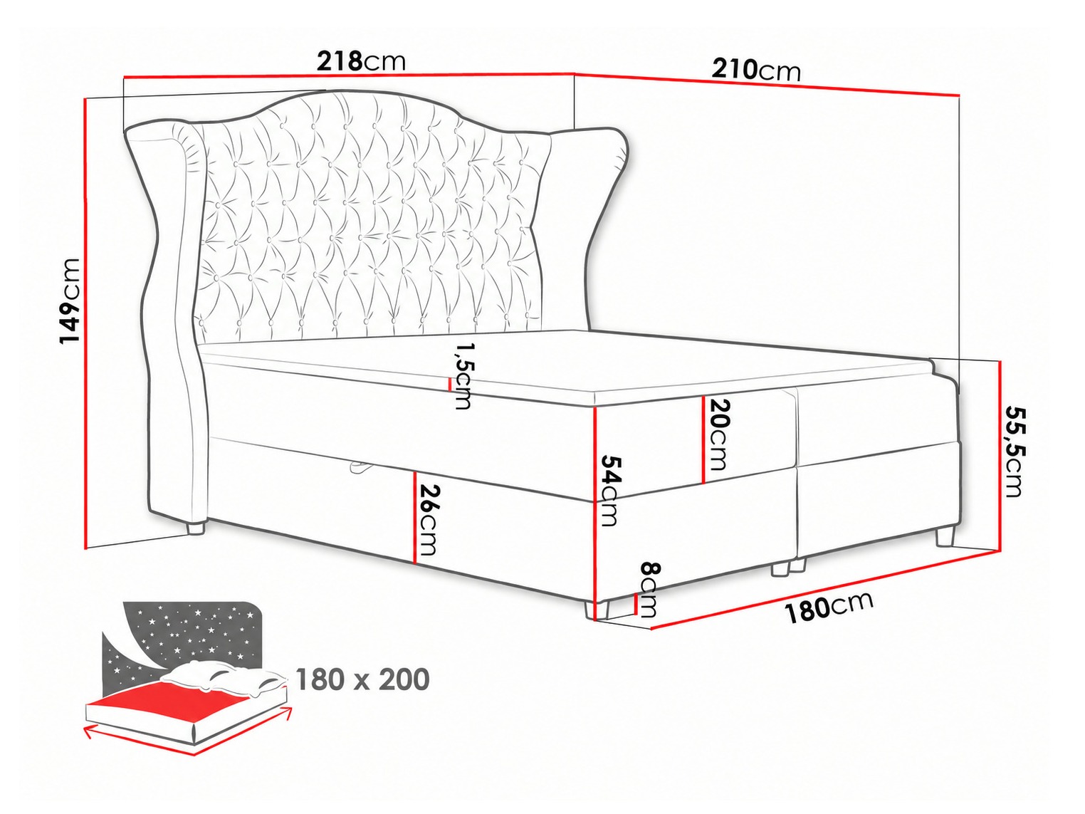 Boxspring postelja Poeta (Kronos 19)