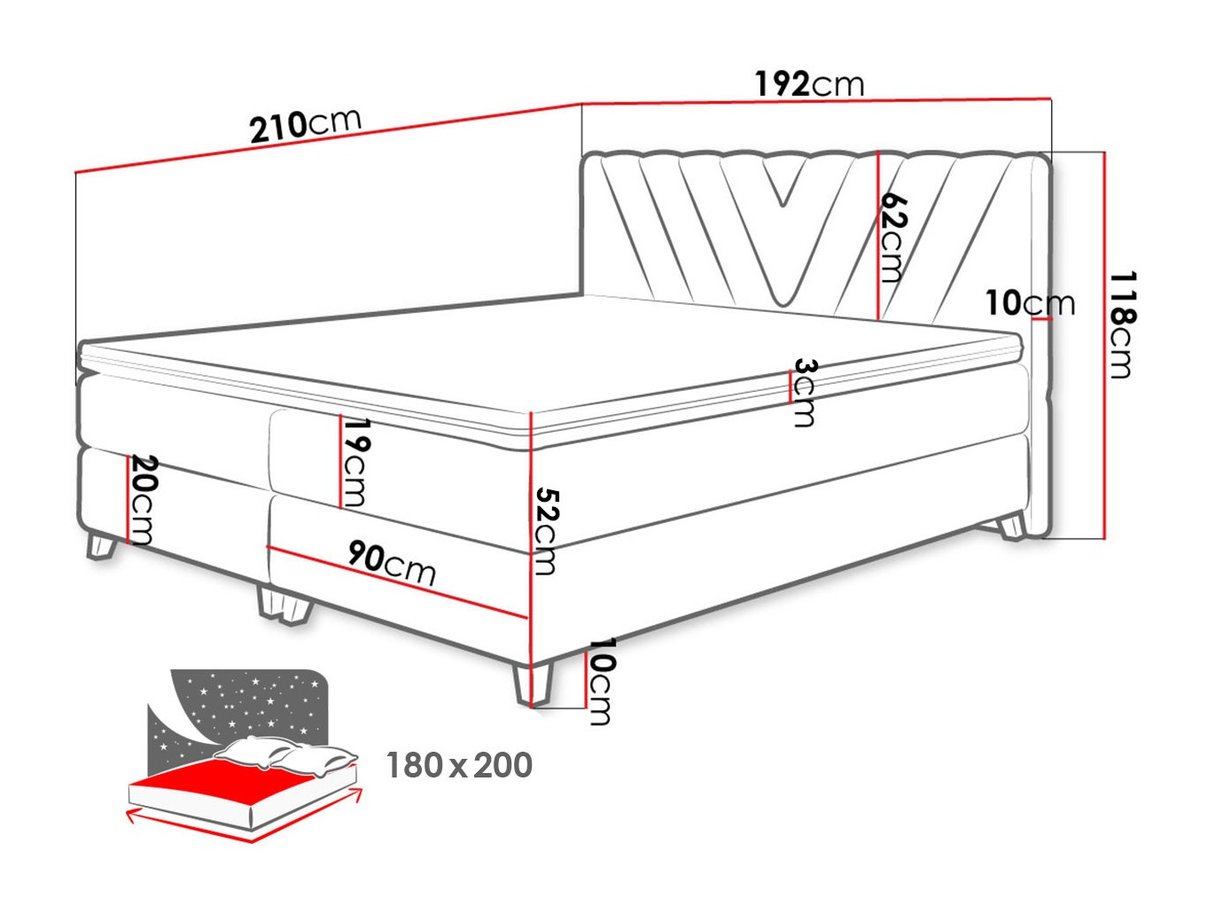 Boxspring postelja ComfiDream Solra (Fresh 01)