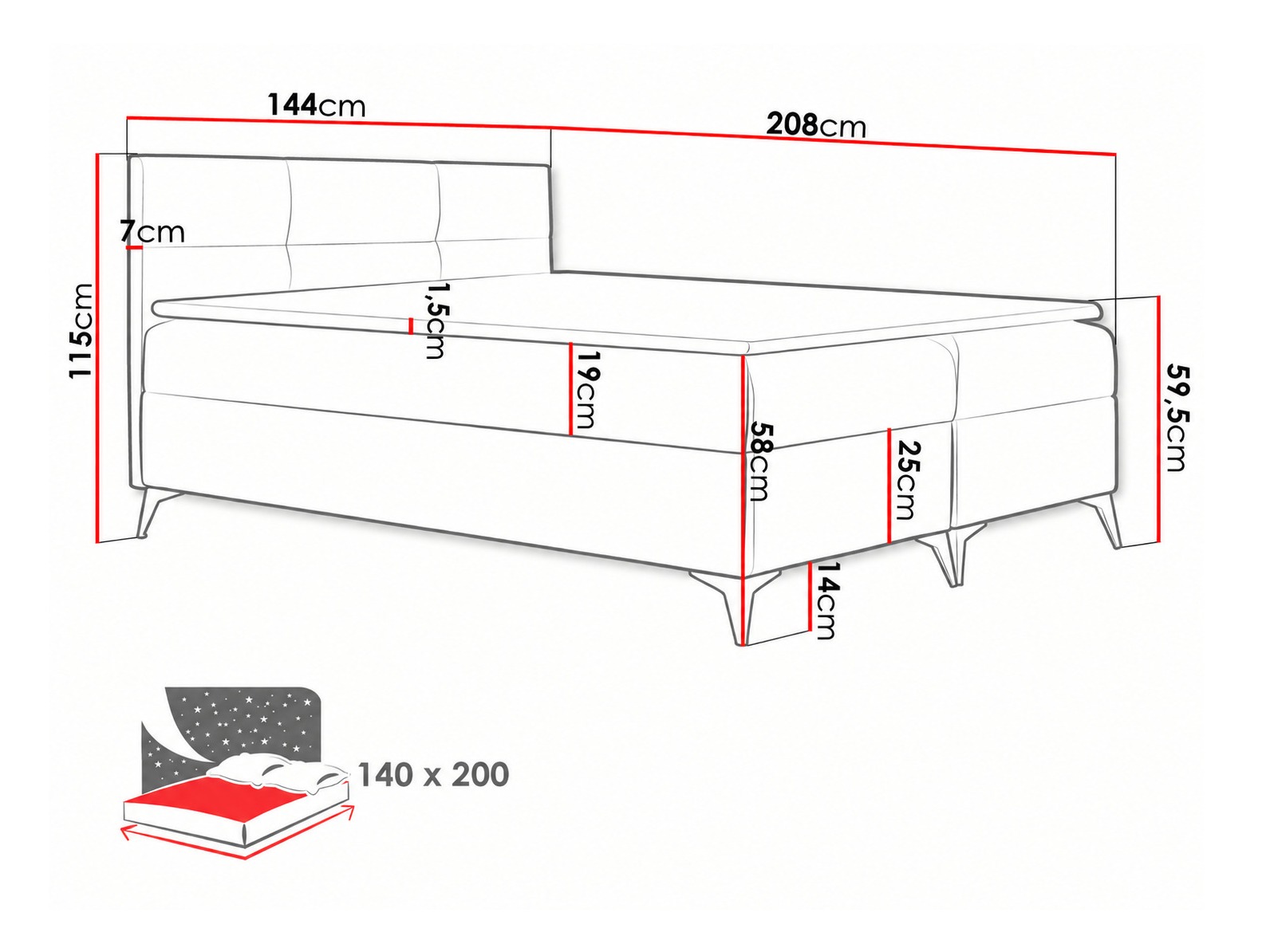 Boxspring postelja Harena (Soft 017)