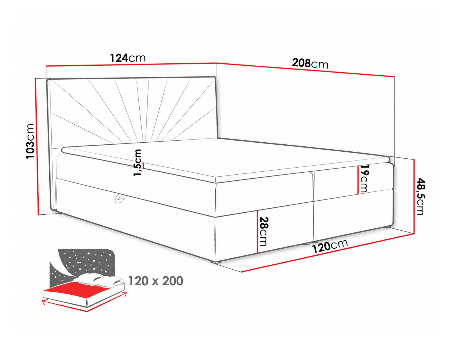 Boxspring postelja Pons I (Kronos 09)
