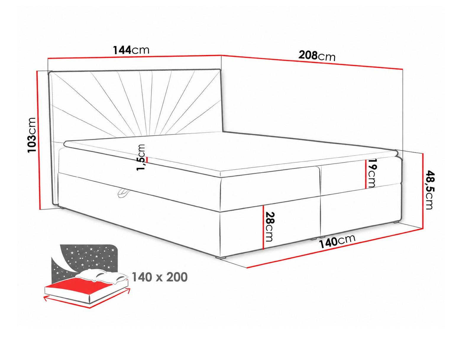 Boxspring postelja Pons I (Kronos 09)