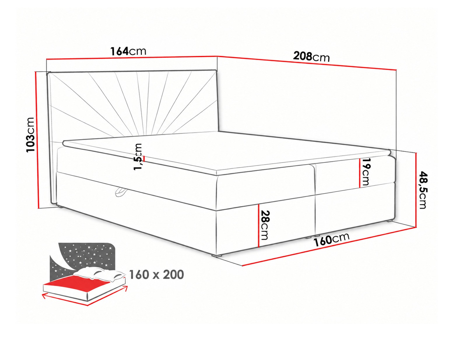 Boxspring postelja Pons I (Kronos 09)