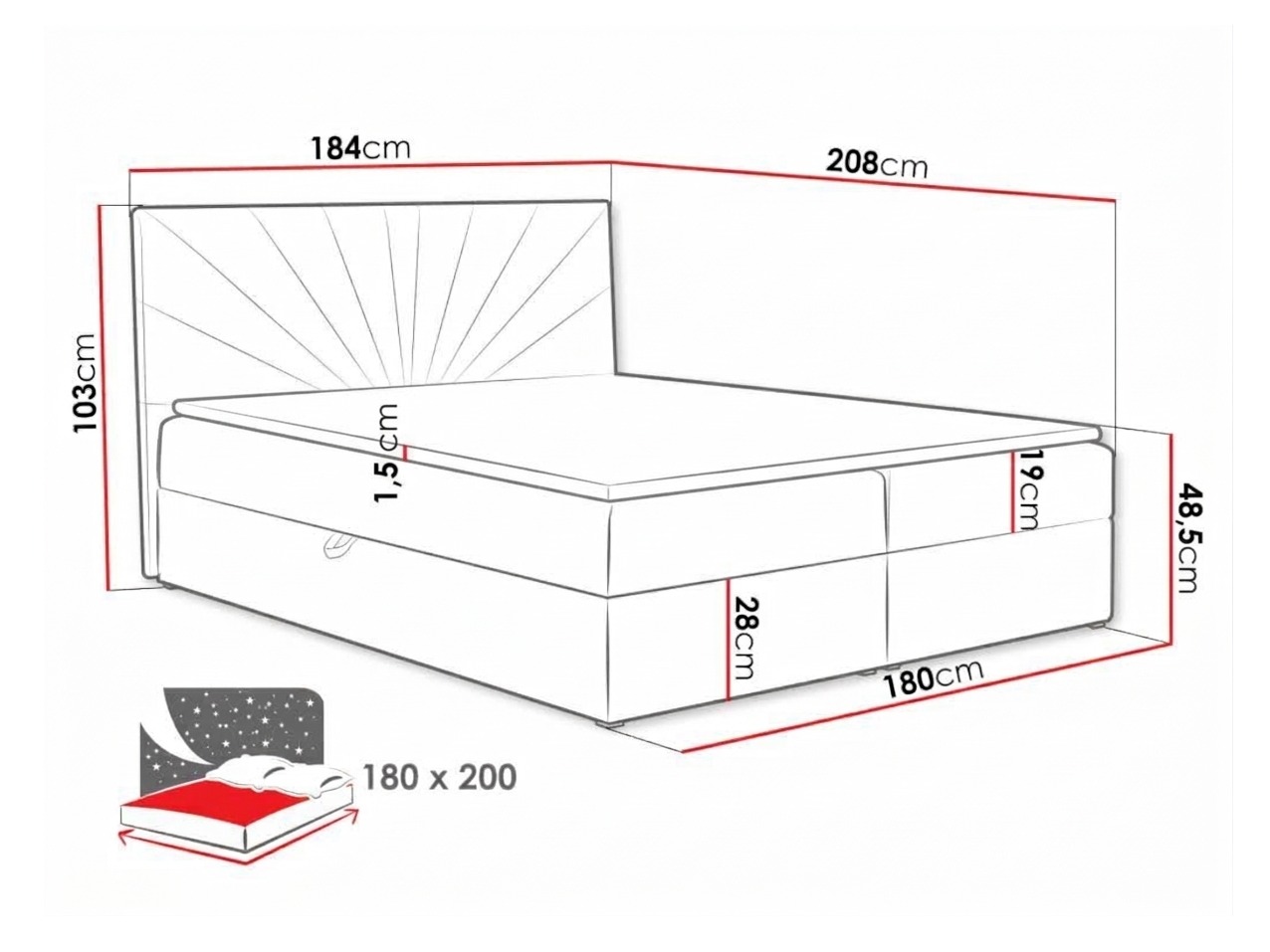 Boxspring postelja Pons I (Kronos 09)