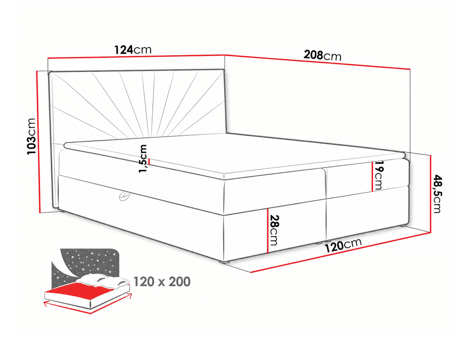 Boxspring postelja Pons I (Kronos 15)