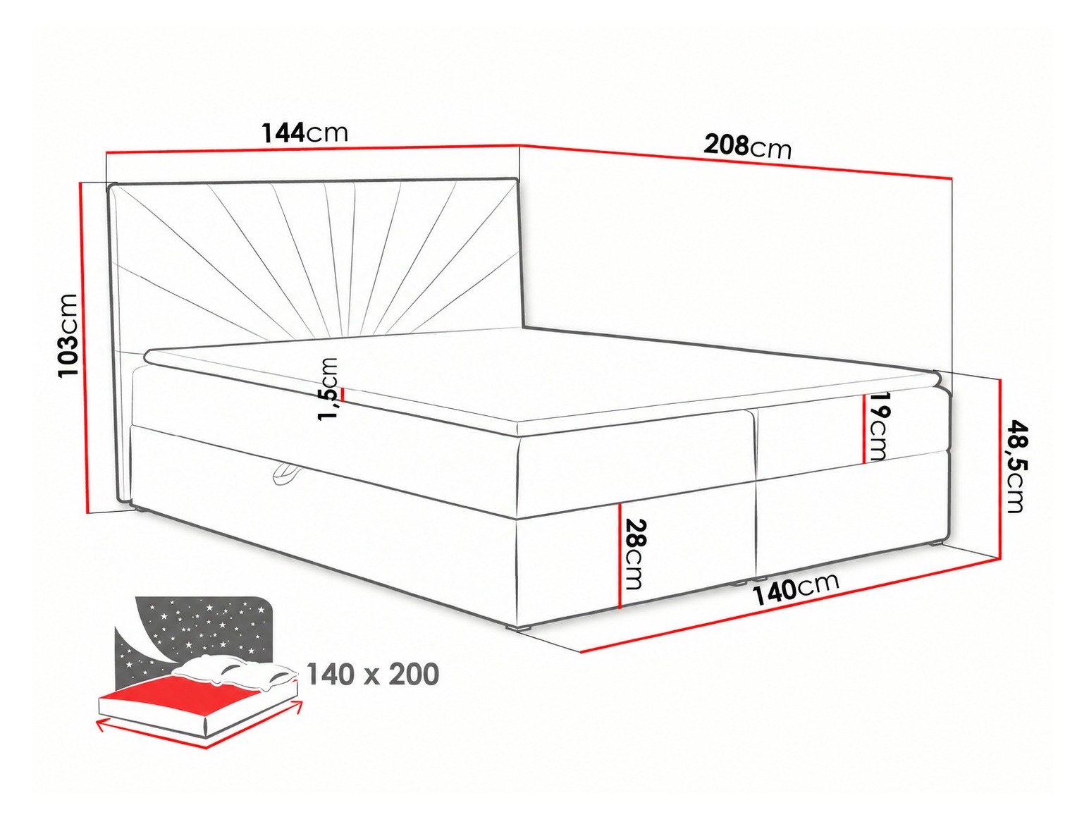 Boxspring postelja Pons I (Kronos 15)