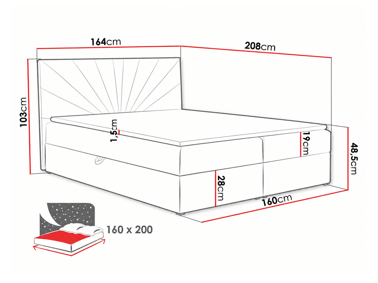 Boxspring postelja Pons I (Kronos 15)