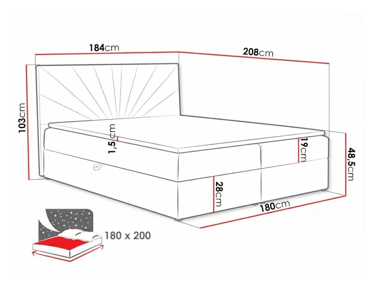 Boxspring postelja Pons I (Kronos 15)