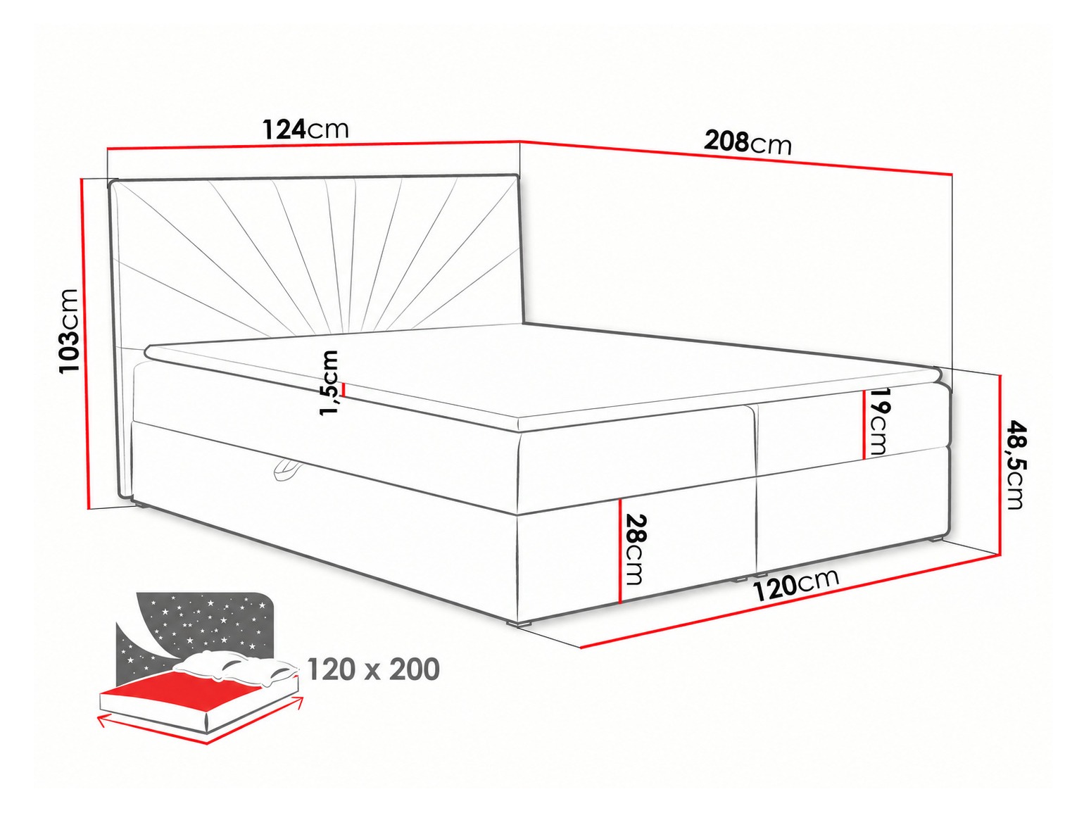 Boxspring postelja Pons I (Kronos 34)