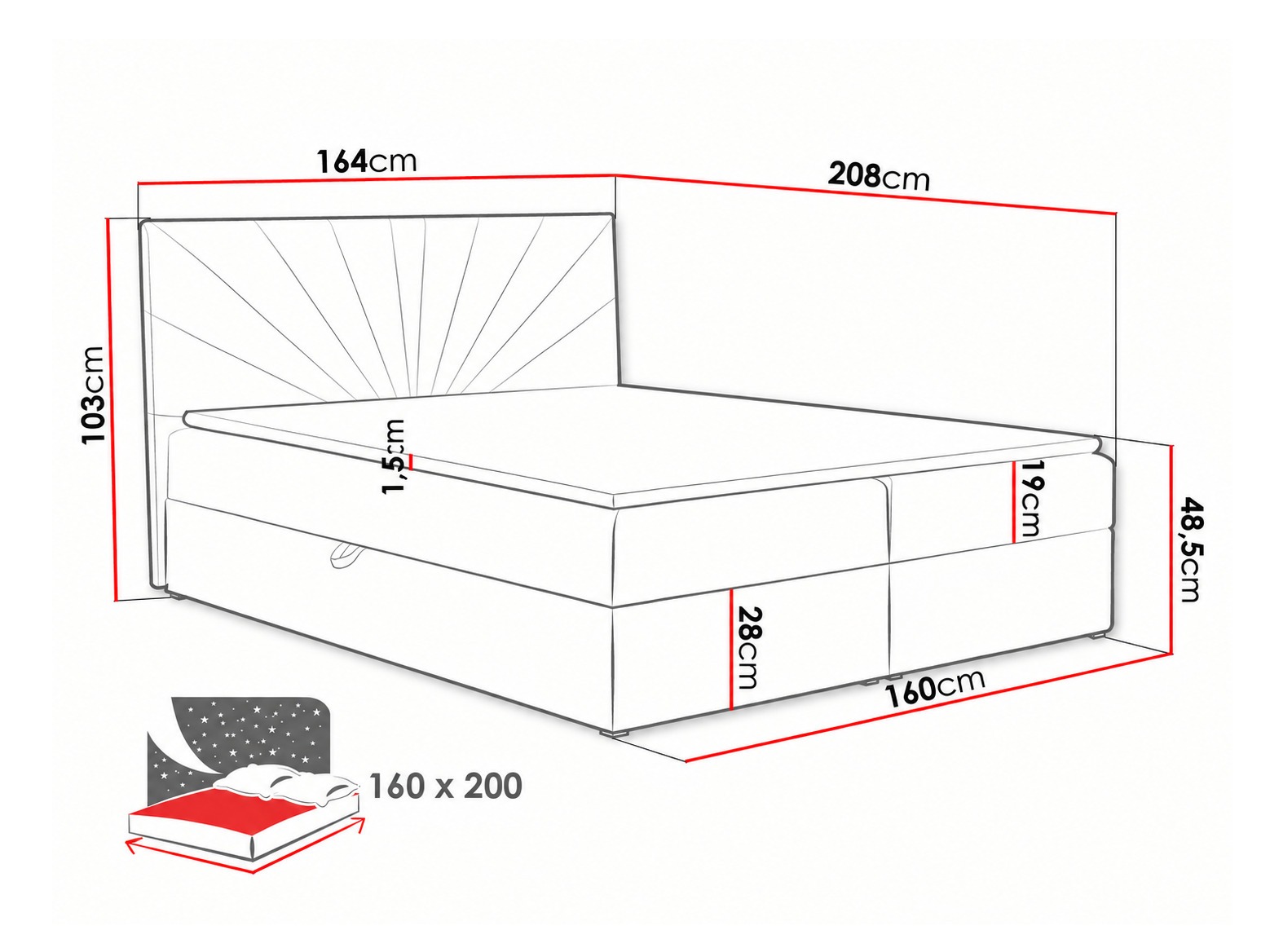 Boxspring postelja Pons I (Kronos 34)