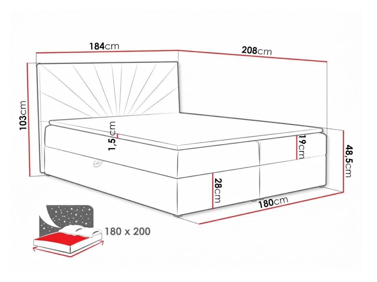 Boxspring postelja Pons I (Kronos 34)