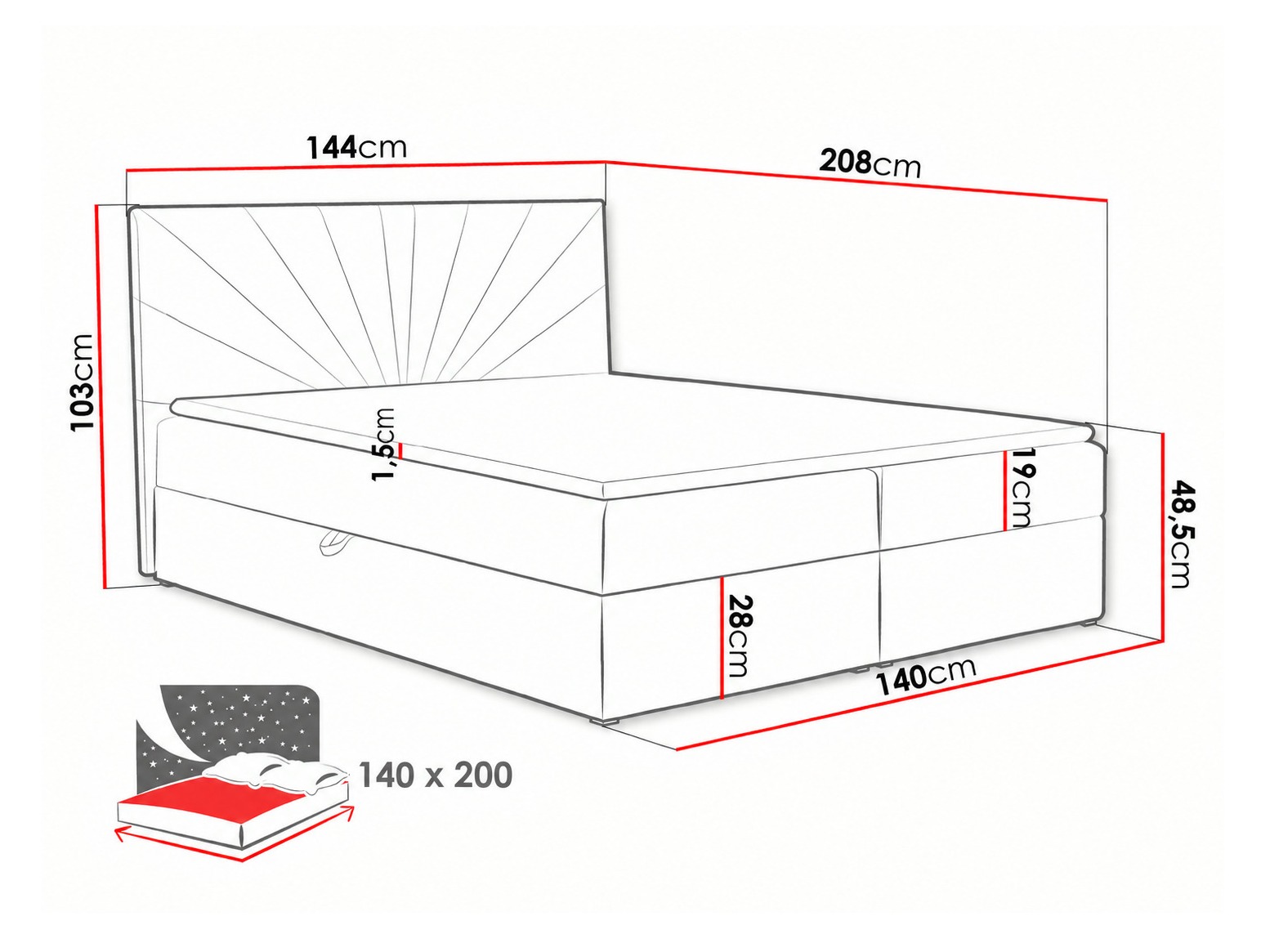 Boxspring postelja Pons I (Paros 2)
