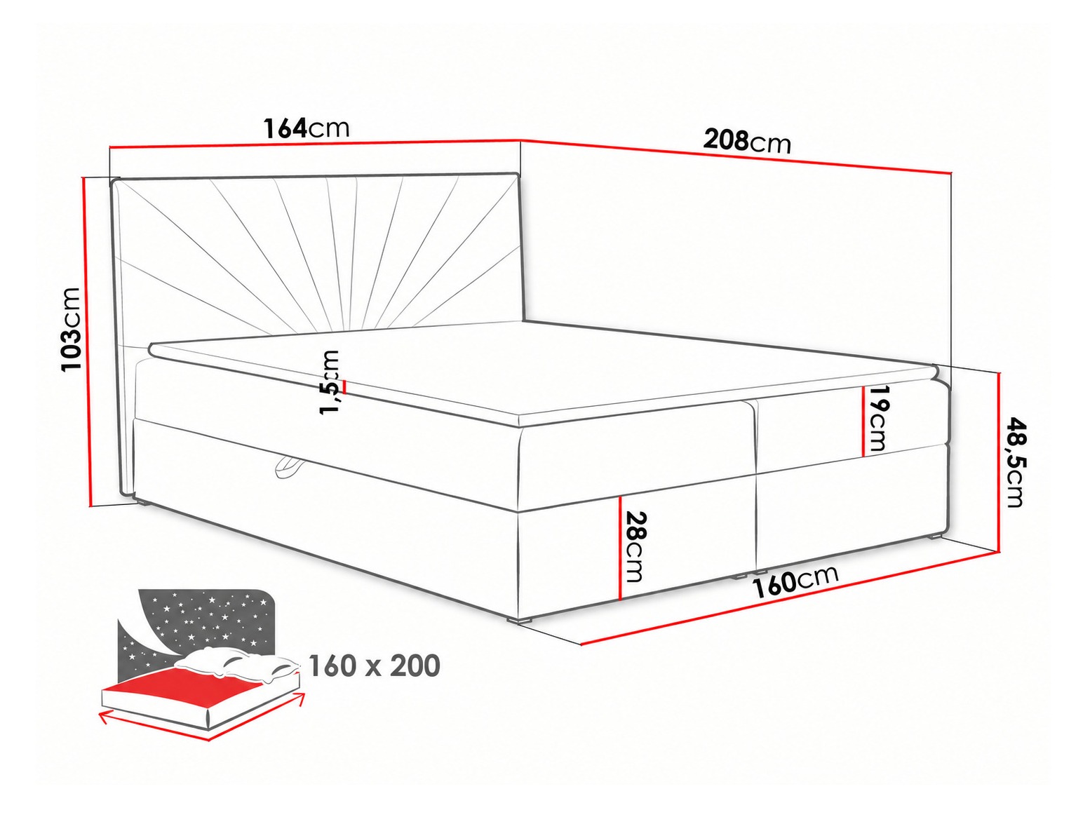 Boxspring postelja Pons I (Paros 2)
