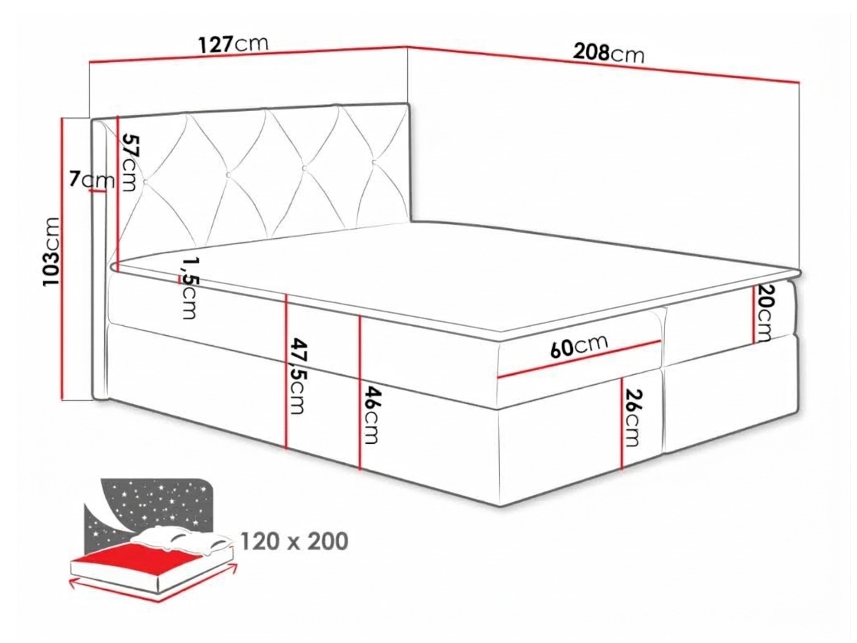 Boxspring postelja Litus (Mono 244)
