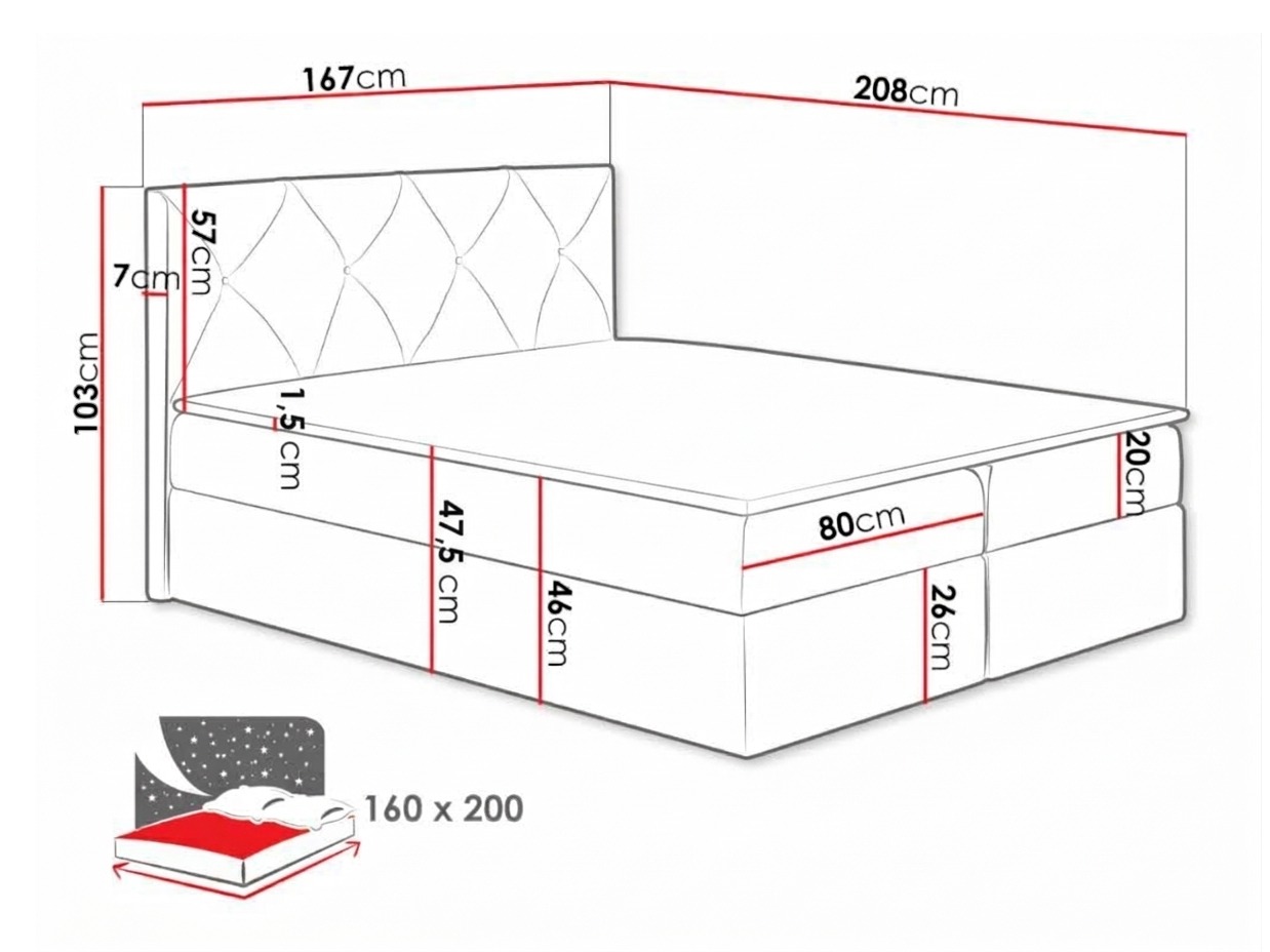Boxspring postelja Litus (Mono 244)