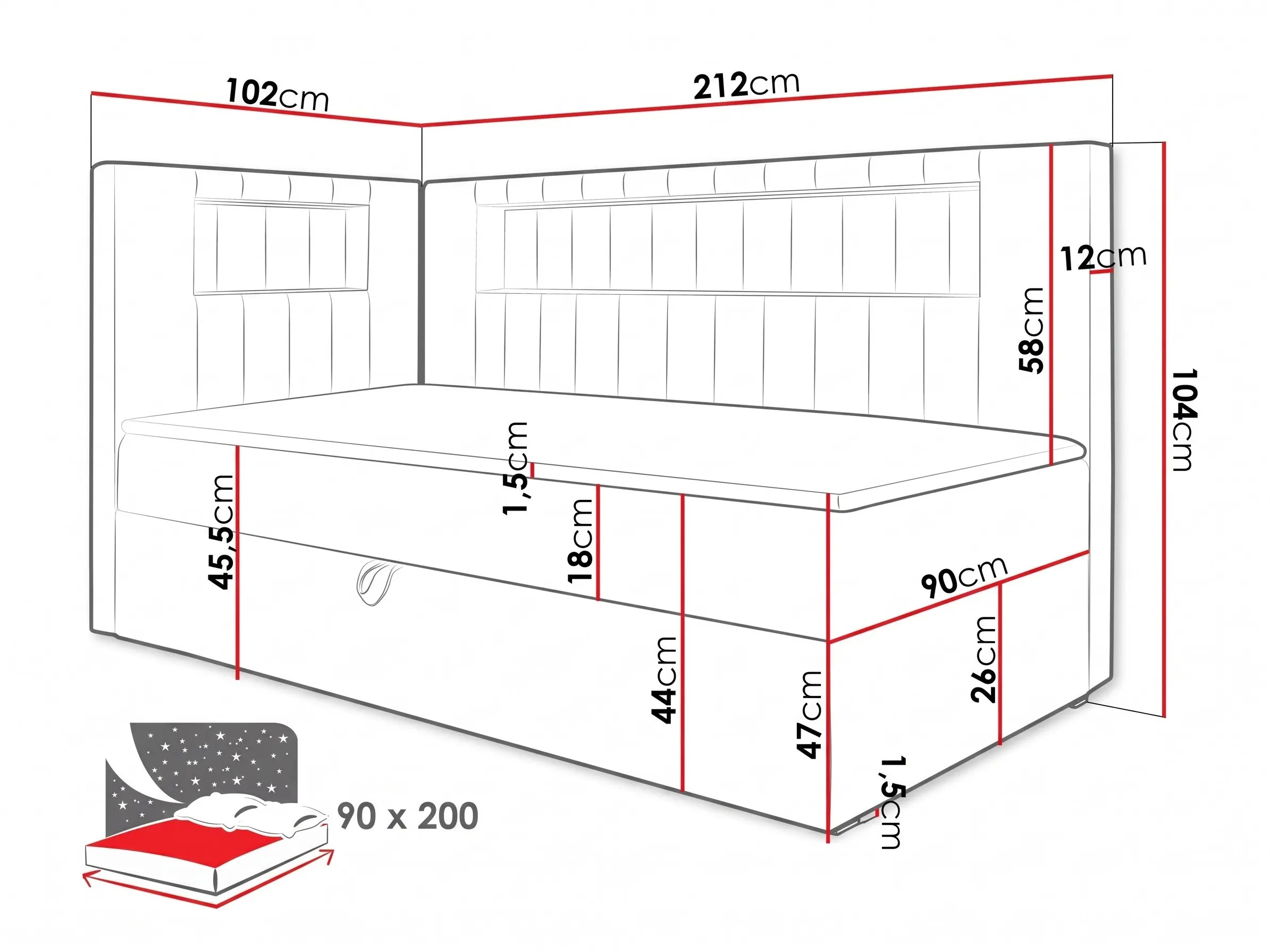 Boxspring postelja Lucus VIII (Soft 017 + Fresh 12)
