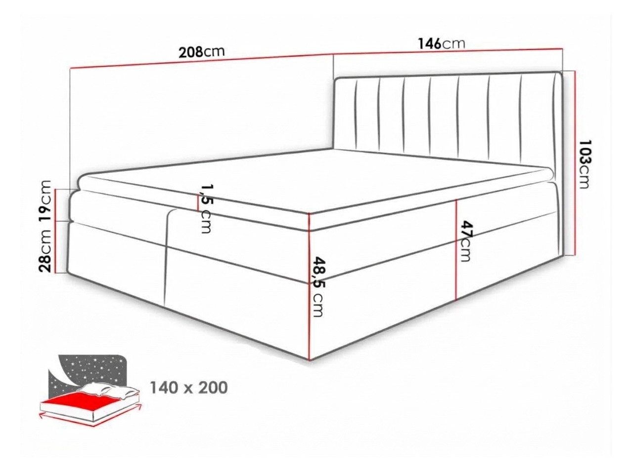 Boxspring postelja Culina (Soft 017 + Ikar 09)