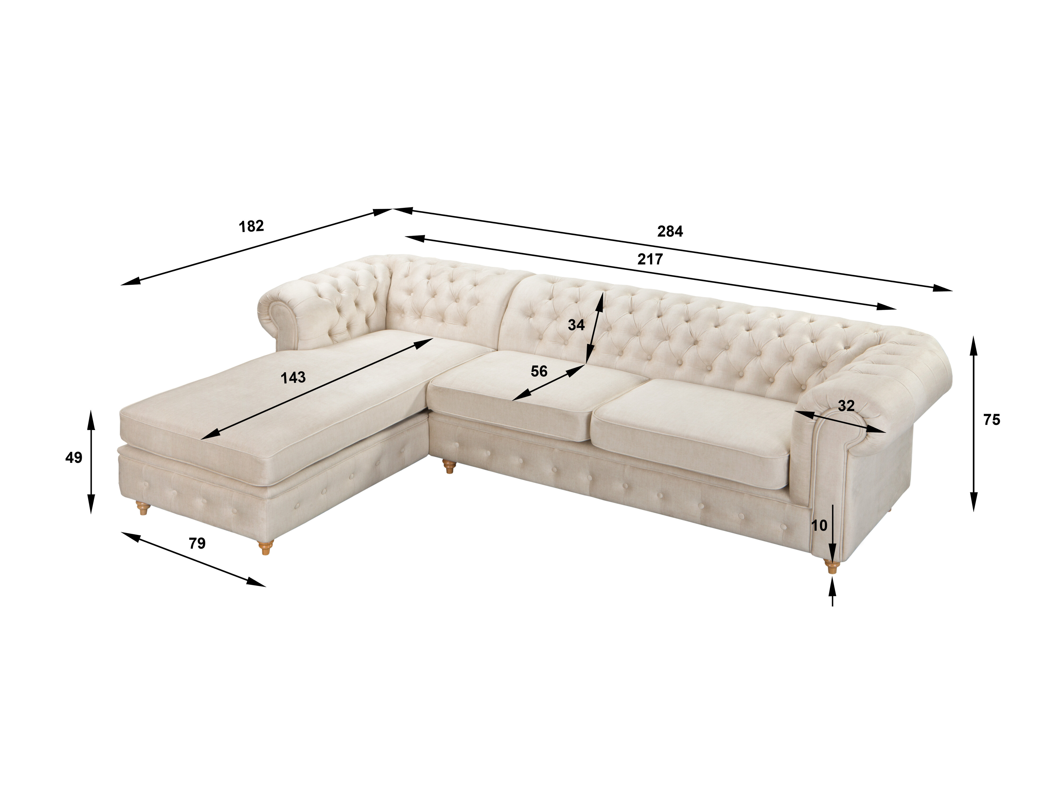 Chesterfield kotna garnitura Elitala 110 (Vogue 01)
